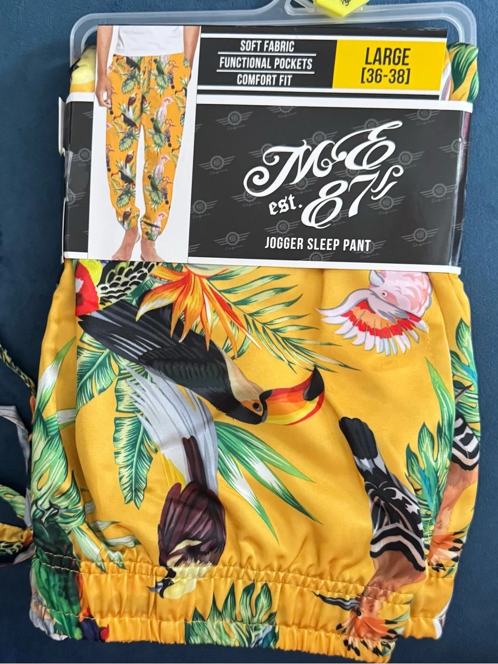 ME Makeover Essentials Yellow Tropical Parrot Jogger Sleep Pants